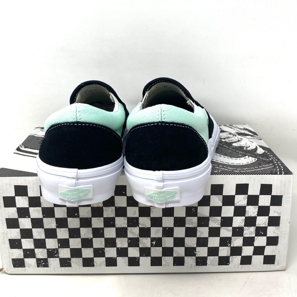 VANS Skate Slip On Sneakers For Women Mint Black Suede Canvas Casual VN0A5FCAM2T - Picture 6 of 11